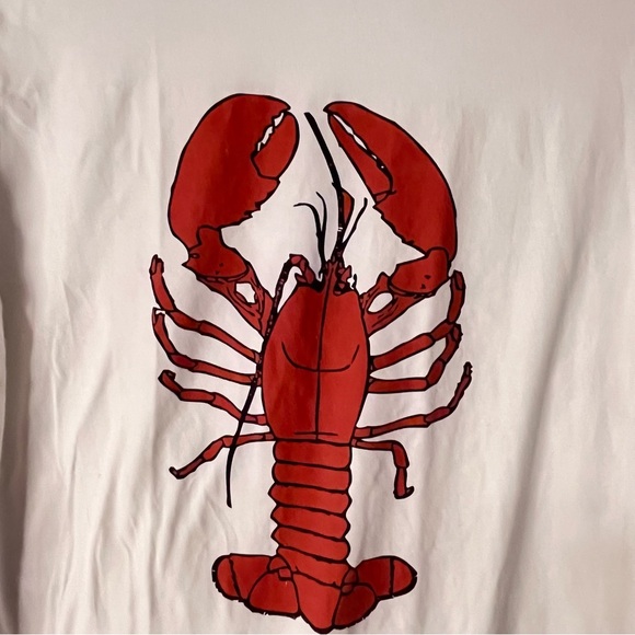 Long sleeve cotton tee Beach vacation Lobster with scoop neck oversized Small - Picture 2 of 6